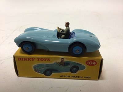 Lot 37 - Dinky Aston Martin DB3S No 104, MG Midget Sports No 108, Austin Healey '100' Sports No 109, all in original boxes (3)