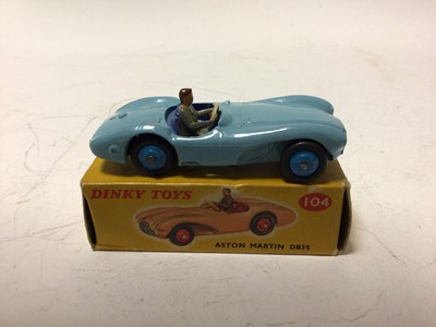 Lot 37 - Dinky Aston Martin DB3S No 104, MG Midget Sports No 108, Austin Healey '100' Sports No 109, all in original boxes (3)