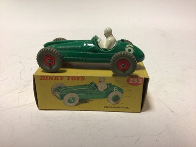 Lot 39 - Dinky Maserati Racing Car No 231, Cooper-Bristol No 233, H.W.M. Racing Car No 235, all boxed (3)