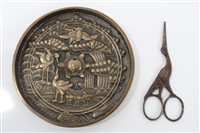 Lot 860 - Japanese bronzed hand mirror finely worked in...