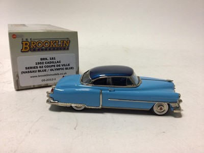 Lot 60 - Brooklin Models boxed selection BRK128 1952 Cunningham, BRK179 1955 Plymouth Belverdere, BRK181 1952 Cadillac, CSV15 Sterling Ambulance (4)
