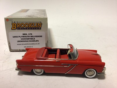 Lot 60 - Brooklin Models boxed selection BRK128 1952 Cunningham, BRK179 1955 Plymouth Belverdere, BRK181 1952 Cadillac, CSV15 Sterling Ambulance (4)