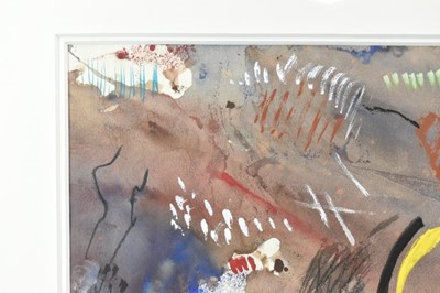 Lot 1141 - *Rowland Suddaby (1912-1972) watercolour and gouache - "Funfair Colours", studio number 01391 on reverse, 32.5cm x 49.5cm