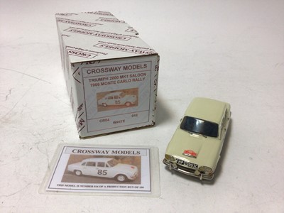 Lot 55 - Crossways Models Triumph 2000 MKI Saloon 1966 Monte Carlo Rally No.16 of a production run of 100 finished in white and Triumph Dolomite Sprint No.24 of a production run of 25 finished in Minosa yel...