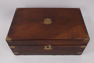 Lot 701 - 19th century mahogany writing slope, with plaque dated 1879
