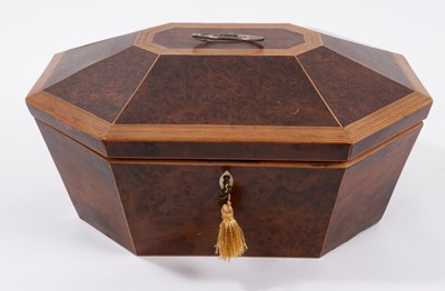 Lot 712 - Early 19th century burr yew wood sewing box