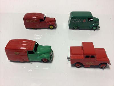 Lot 69 - Diecast Corgi and Dinky unboxed models including Smiths Carrier Van and Shop, Chivers Jellies and others