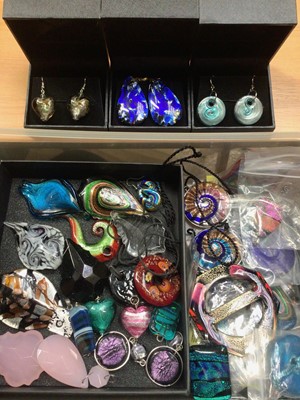 Lot 814 - Collection of Murano and other coloured glass pendants and earrings etc