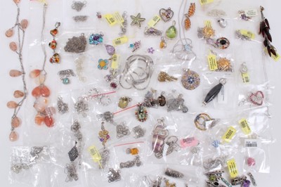 Lot 818 - Group of silver gem set pendants and chains