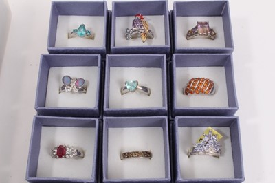 Lot 821 - Collection of 42 silver gem set dress rings, all boxed as new