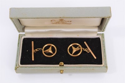 Lot 882 - 9ct gold Mercedes Benz cufflinks, boxed