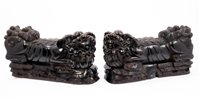 Lot 885 - Pair large 19th century Chinese carved...