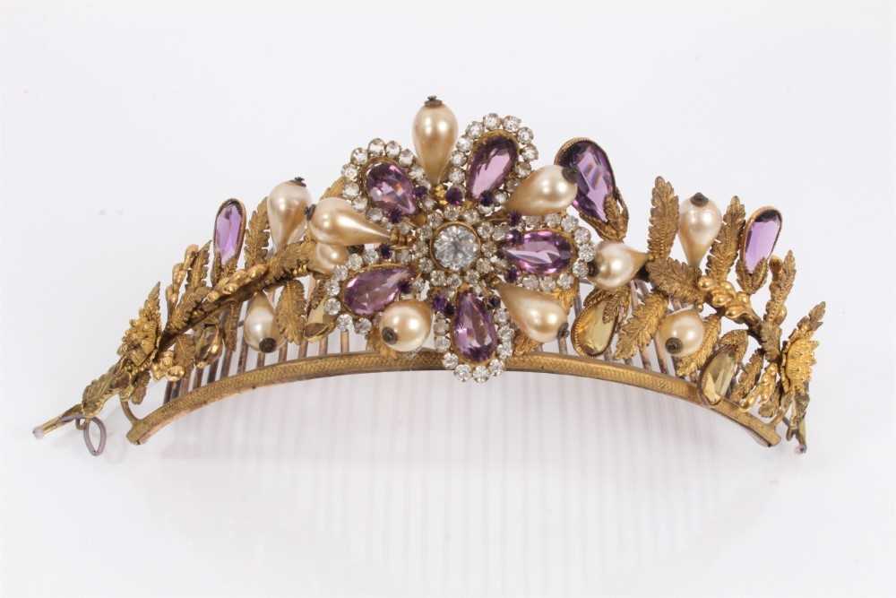 Lot 889 - Early 19th century gilt metal paste set tiara