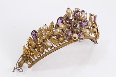Lot 889 - Early 19th century gilt metal paste set tiara