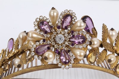 Lot 889 - Early 19th century gilt metal paste set tiara