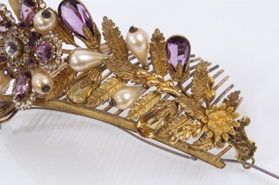 Lot 889 - Early 19th century gilt metal paste set tiara