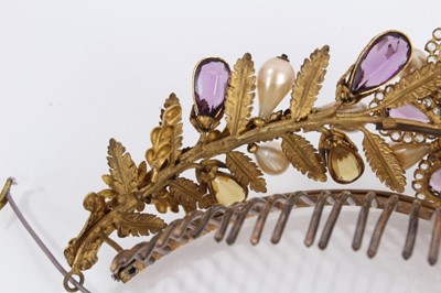 Lot 889 - Early 19th century gilt metal paste set tiara