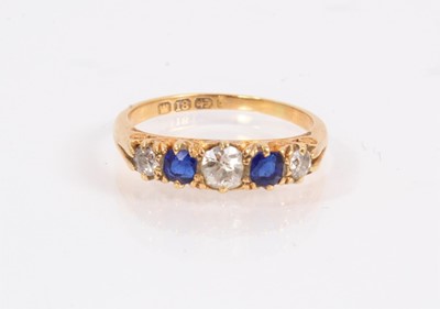 Lot 840 - Victorian 18ct gold sapphire and diamond five stone ring