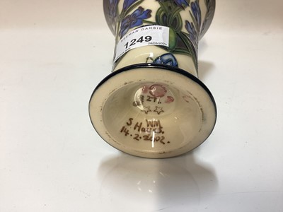 Lot 1249 - Moorcroft pottery vase decorated in the Kaffir Lily pattern, signed S.Hayes, dated 14.2.2002, 15cm high