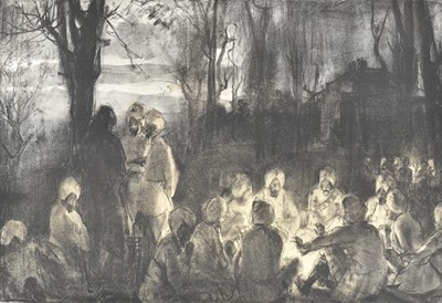 Lot 1236 - *Gerald Spencer Pryse (1882-1956) colour lithograph - British Indians in France, signed in pencil, 46cm x 67cm, unframed.