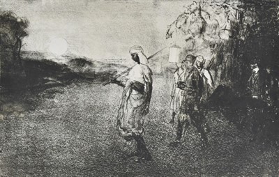 Lot 1237 - *Gerald Spencer Pryse (1882-1956) black and white lithograph - A Stretcher Party in Champagne, signed and titled to backing paper with date Sep '28, 28cm x 43cm, unframed.