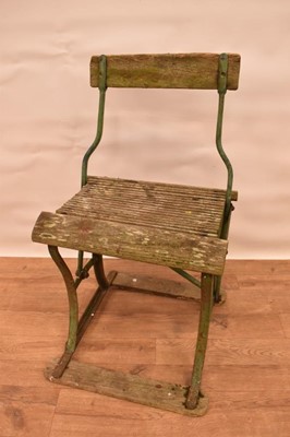 Lot 1390 - Unusual late 19th century cast iron and slatted tram seat