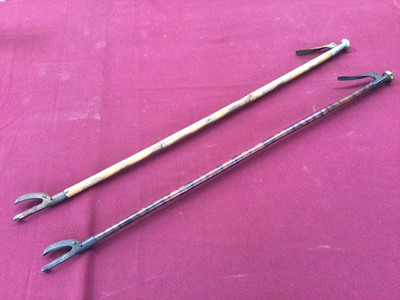 Lot 1450 - Two late Victorian bamboo library bookgrabs