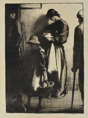 Lot 1243 - *Gerald Spencer Pryse (1882-1956) black and white lithograph - Poverty, signed in pencil and titled 'Out Patients' below, 34.5cm x 24.5cm, unframed
