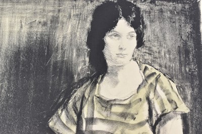 Lot 69 - *Gerald Spencer Pryse (1882-1956) colour lithograph - Woman in Yellow Dress, signed below in pencil, 35cm x 27.5cm, unframed.