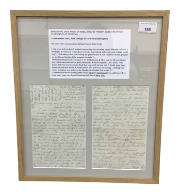 Lot 188 - H.R.H. Edward Prince of Wales love letter to Freda Dudley Ward, 1919
