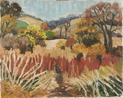 Lot 1111 - *Lucy Harwood (1893-1972) oil on canvas - Autumnal Landscape, signed verso, 61cm x 76cm, unframed