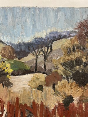 Lot 1111 - *Lucy Harwood (1893-1972) oil on canvas - Autumnal Landscape, signed verso, 61cm x 76cm, unframed