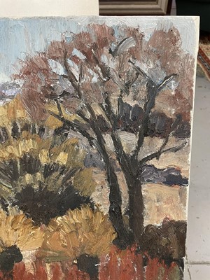 Lot 1111 - *Lucy Harwood (1893-1972) oil on canvas - Autumnal Landscape, signed verso, 61cm x 76cm, unframed