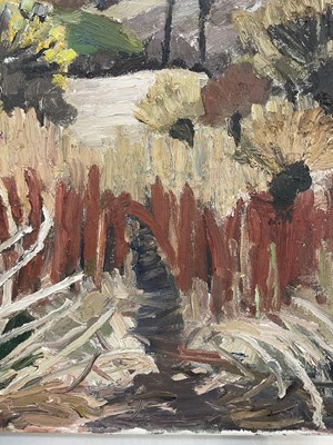 Lot 1111 - *Lucy Harwood (1893-1972) oil on canvas - Autumnal Landscape, signed verso, 61cm x 76cm, unframed