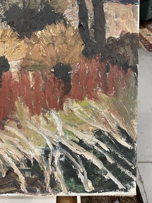 Lot 1111 - *Lucy Harwood (1893-1972) oil on canvas - Autumnal Landscape, signed verso, 61cm x 76cm, unframed