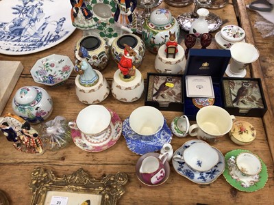 Lot 26 - 19th century Meissen porcelain cup and saucer, porcelain cabinet pieces, Three Royal Doulton Bunnykins musical figures and sundry porcelain and ornaments