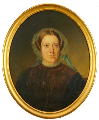 Lot 927 - Pair of 19th century oval oil portraits - William and Pauline Brandt, in gilt frames