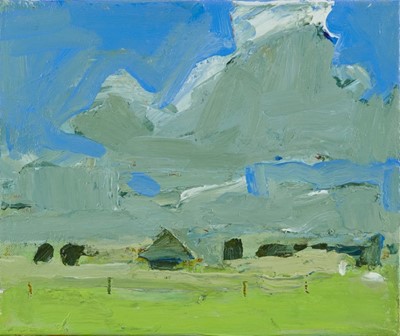 Lot 1155 - *Simon Carter (b. 1961) acrylic on canvas - East Anglian landscape, 2009, signed and dated verso, 25cm x 30.5cm, unframed