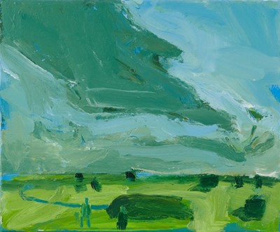 Lot 1157 - *Simon Carter (b. 1961) acrylic on canvas - East Anglian landscape, 2009, signed and dated verso, 25cm x 30.5cm, unframed
