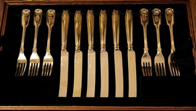 Lot 314 - Rare Imperial Russian silver-gilt dessert service c1830 by Nichols and Plincke.