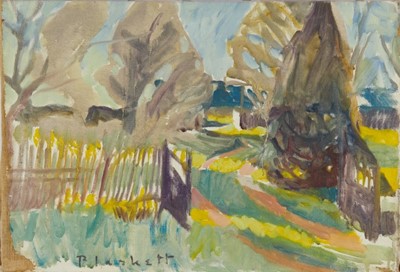 Lot 1055 - Joseph Plaskett (1918-2014) oil on canvas - Open Gates, The Cedars, signed, titled verso, 37cm x 53cm, unframed