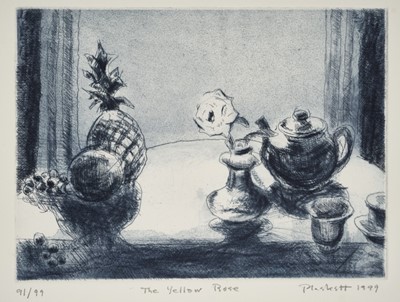 Lot 1061 - Joseph Plaskett (1918-2014) signed etching - The Yellow Rose, dated '99, 91/99, 16cm x 22cm, unframed