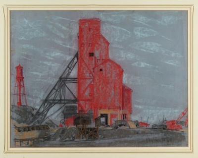 Lot 1069 - Joseph Plaskett (1918-2014) pastel - Canadian Grain Silo, signed and dated '68, 49cm x 62cm, in glazed gilt frame