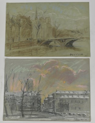 Lot 1071 - Joseph Plaskett (1918-2014) two pastels - Parisian Scenes, one dated '66, approximately 30cm x 44cm, unframed
