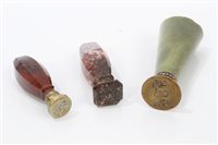 Lot 725 - Two Victorian agate-handled armorial seals and...