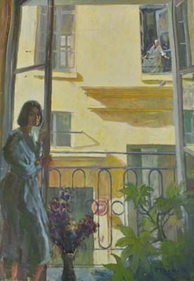 Lot 1087 - Joseph Plaskett (1918-2014) oil on unstretched canvas - Vera and Johnnie, signed and dated '77, 99cm x 73cm