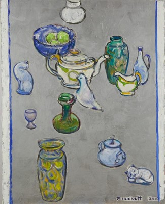 Lot 1104 - Joseph Plaskett (1918-2014) oil on canvas - Still Life, signed and dated 2010, 92cm x 73cm, unframed