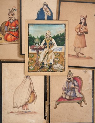Lot 783 - 19th century Indo-Persian miniature portrait on paper and five others
