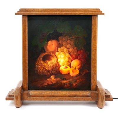 Lot 801 - Unusual mid 19th century finely painted still life on glass designed to be illuminated, signed Wetzel and dated 1851.