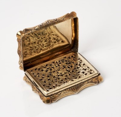 Lot 273 - Victorian silver gilt vinaigrette of large size by Nathaniel Mills